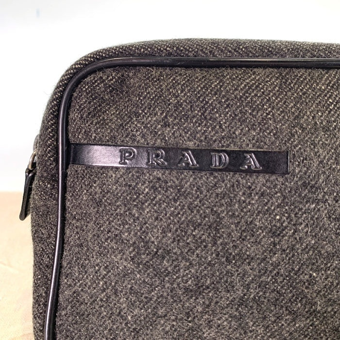 PRADA プラダ ウール ポーチ マルチケース チャコールグレー 福生店
