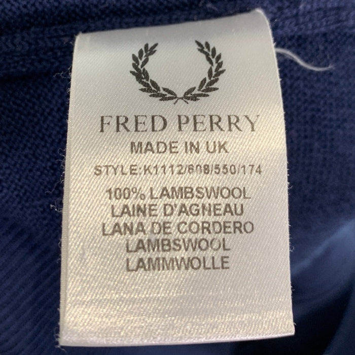 FRED PERRY フレッドペリー ウールカーディガン ネイビー イングランド製 Size 40 福生店