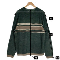 90's STUSSY ステューシー アクリルウール Vネック ボーダーニットセーター グリーン 中国製 紺タグ デッドストック Size L 福生店