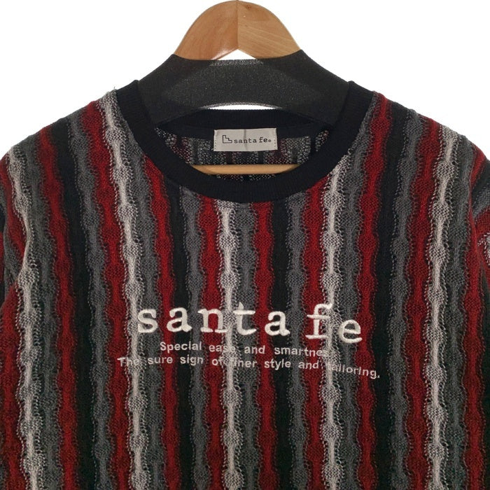 santa fe サンタフェ ストライプ ポリエステル ストライプ ニット クルーネックセーター マルチ フロント刺繡 0190-235-16801 Size 50 福生店