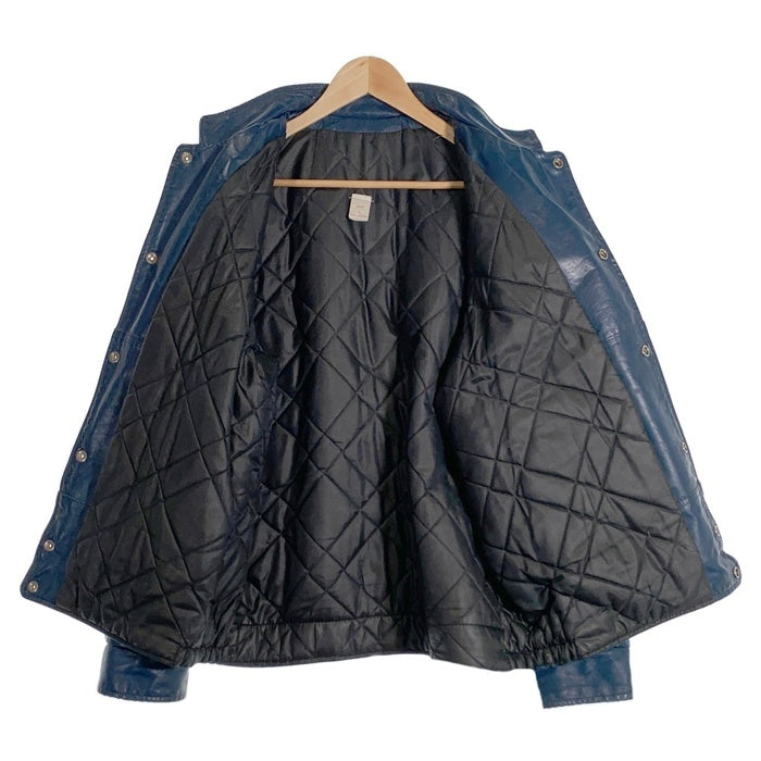 80's~ オールレザー スタジャン アワードジャケット ネイビー VIKINGS スナップボタン ワッペン Size 44 福生店