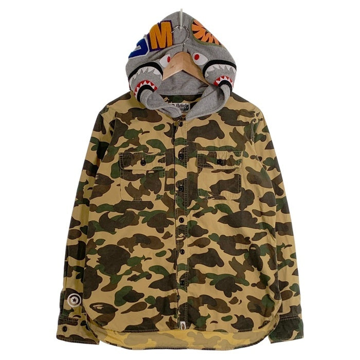A BATHING APE アベイシングエイプ シャークフード カモフラージュシャツ 長袖 001SHC701006X Size L 福生店