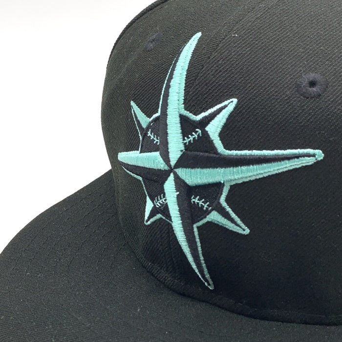 New Era ニューエラ 59FIFTY MLB シアトル・マリナーズ ベースボールキャップ ブラック ティファニーブルー Size 7 5/8 (60.6cm) 福生店