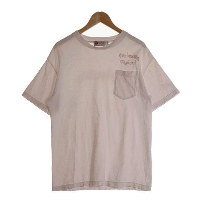 TENDERLOIN テンダーロイン オールドイングリッシュ ロゴプリント ポケット 半袖 Tシャツ ホワイト イングランド製 Size M 福生店