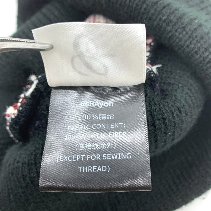 6crayon シックスクレヨン ピースマーク アクリルニットビーニー ニットキャップ ブラック 福生店