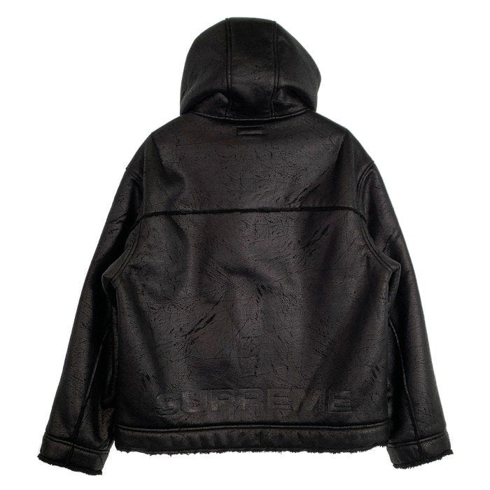 SUPREME シュプリーム 23SS Faux Shearling Hooded Jacket フェイクレザー シアリングフーデッドジャケット ブラック 内ボア Size L 福生店