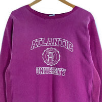 90's Champion チャンピオン REVERSE WEAVE リバースウィーブ 刺繍タグ ATLANTIC UNIVERSITY クルーネックスウェット ピンク Size L 福生店