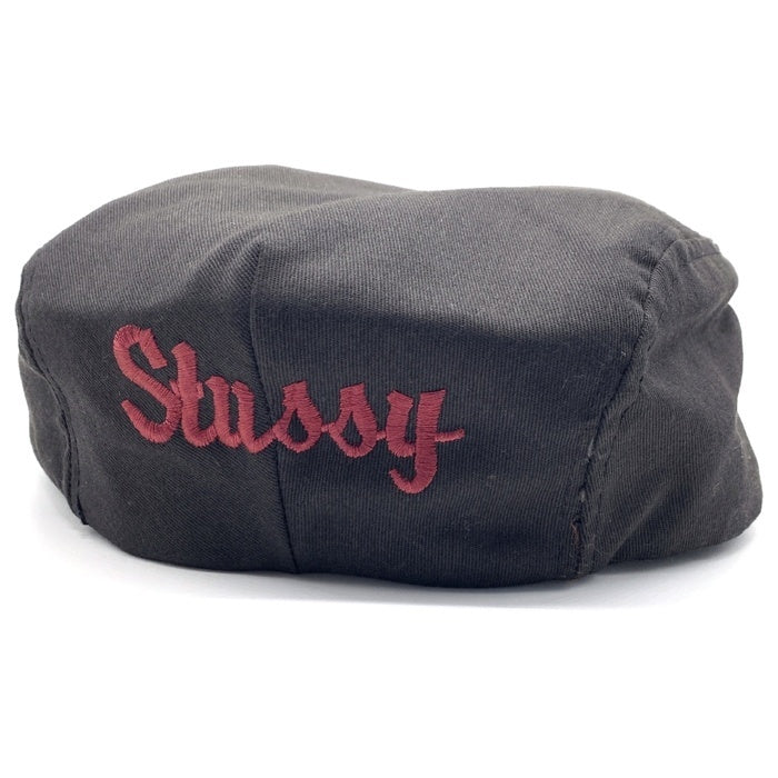 80's STUSSY ステューシー ロゴ刺繡 ハンチング 帽子 ブラック USA製 オールド タグなし Size L 福生店