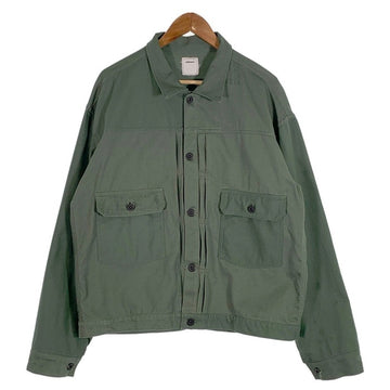 oddment オッドメント リメイク コットン ワークジャケット オリーブ 米軍バッグ生地 Tバック Size XL 相当 福生店