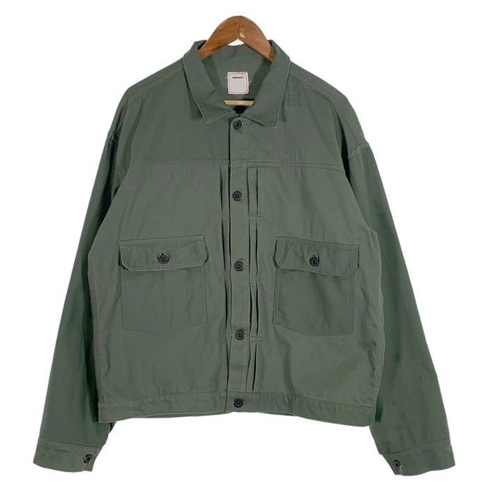 oddment オッドメント リメイク コットン ワークジャケット オリーブ 米軍バッグ生地 Tバック Size XL 相当 福生店