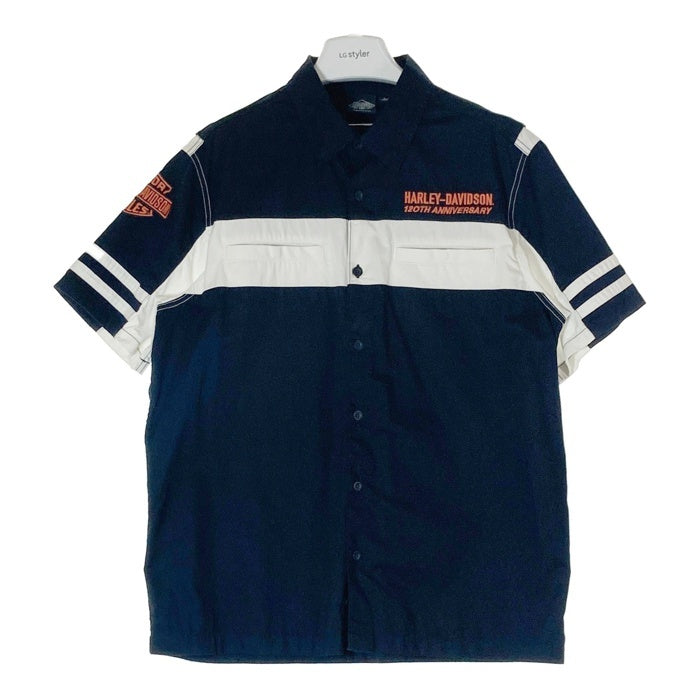 HARLEY-DAVIDSON ハーレーダビッドソン 120周年 アニバーサリーモデル 半袖ワークシャツ ブラック sizeL 瑞穂店