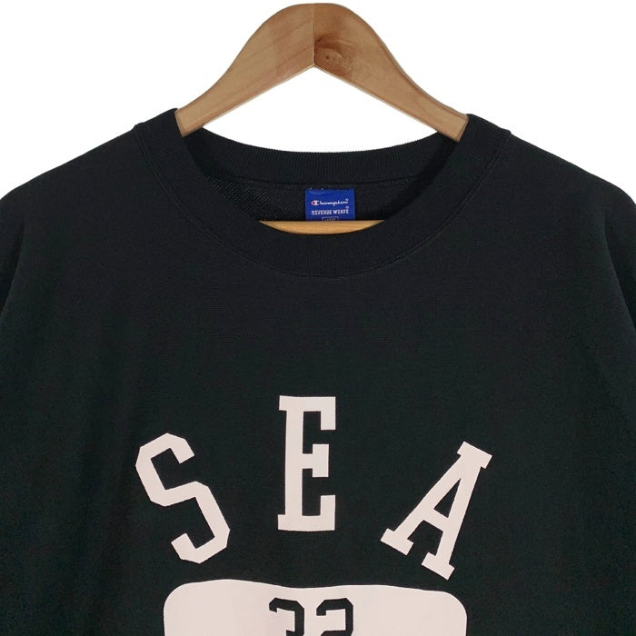 WIND AND SEA ウィンダンシー 24SS Champion チャンピオン リバースウィーブ ショートスリーブ クルーネックトレーナー ブラック C8-Z021 Size L 福生店