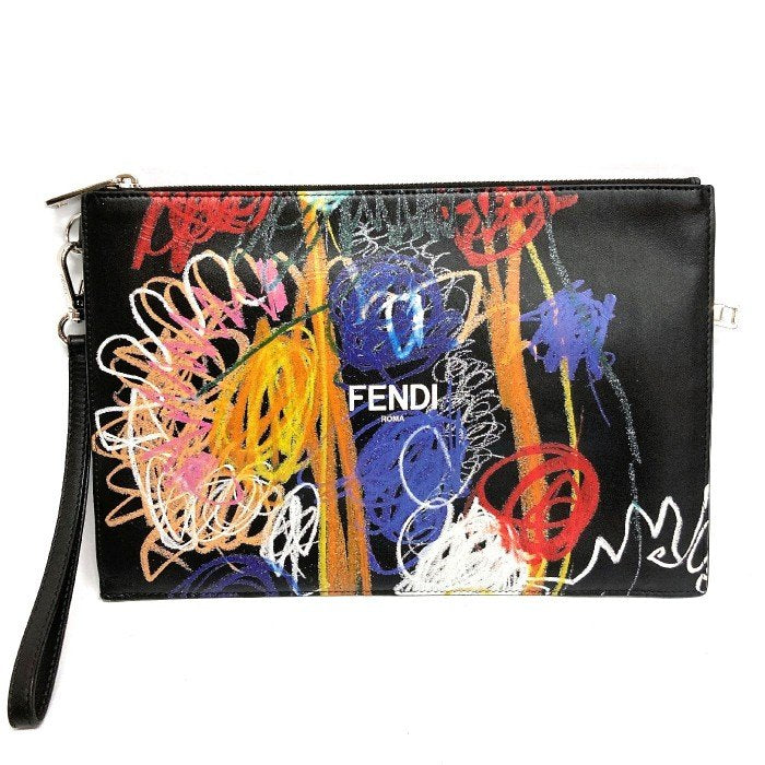 FENDI フェンディ 7N0110 クラッチバッグ グラフィティアート ブラック 瑞穂店