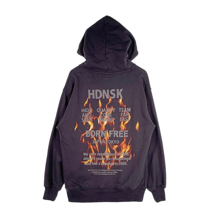 Hide and Seek ハイドアンドシーク 23AW Flame Hooded Sweat Shirt フレイム プルオーバースウェットパーカー チャコール HC-100823 Size L 福生店