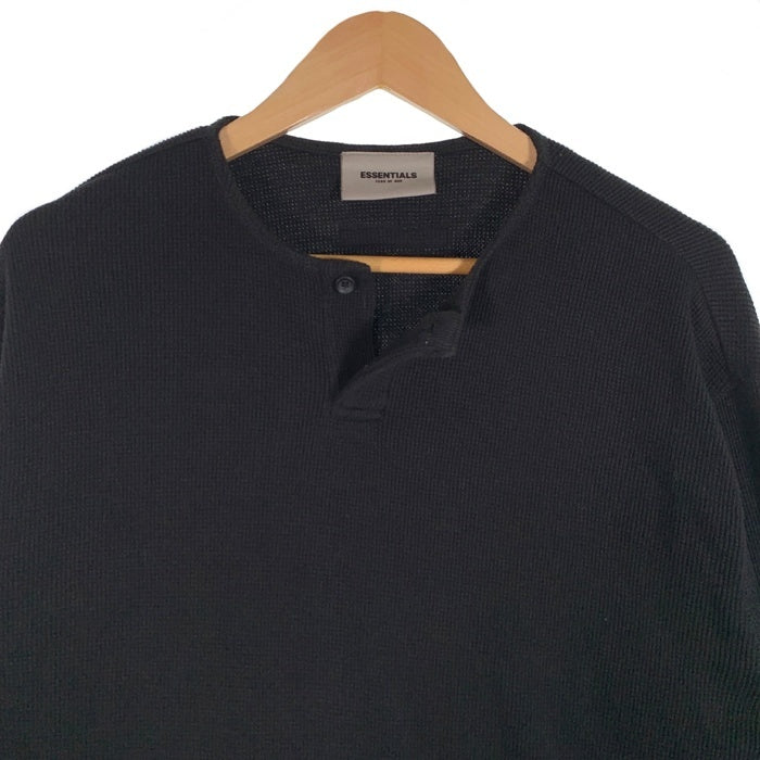 ESSENTIALS エッセンシャルズ ヘンリーネック サーマル ロングスリーブTシャツ ブラック オーバーサイズ Size S 福生店