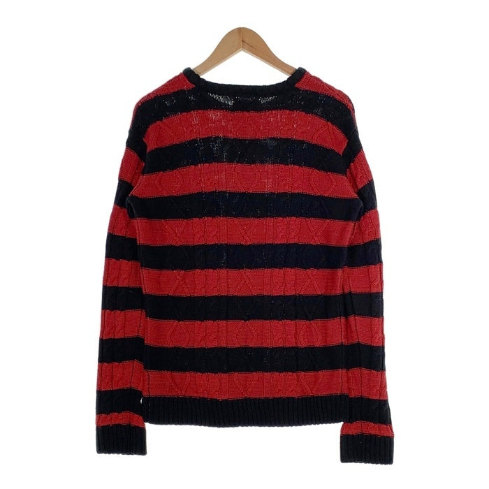NUMBER(N)INE DENIM ナンバーナインデニム ボーダー ケーブルニットセーター レッド ブラック Size L 福生店