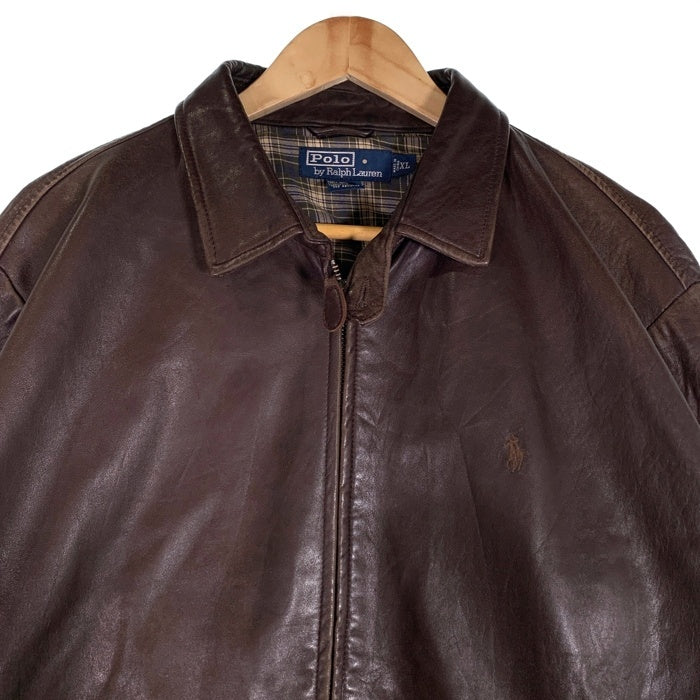 90's Polo by Ralph Lauren ポロバイラルフローレン Genuine Leather Jacket ラムレザー ジャケット ブラウン Size XL 福生店