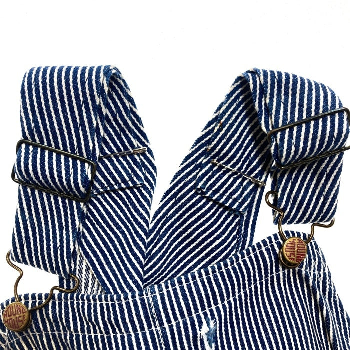 ROUND HOUSE ラウンドハウス LOT45 ヒッコリー オーバーオール インディゴ×ホワイト size32×34 瑞穂店