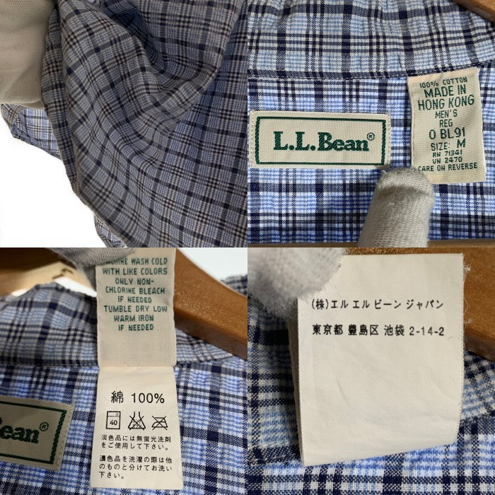L.L.Bean エルエルビーン シアサッカー ボタンダウンチェックシャツ 半袖 ライトブルー Size M 福生店