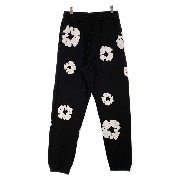 DENIM TEARS デニムティアーズ COTTON WREATH SWEAT PANTS コットンリース スウェットパンツ ブラック フラワーホワイト Size XL 福生店