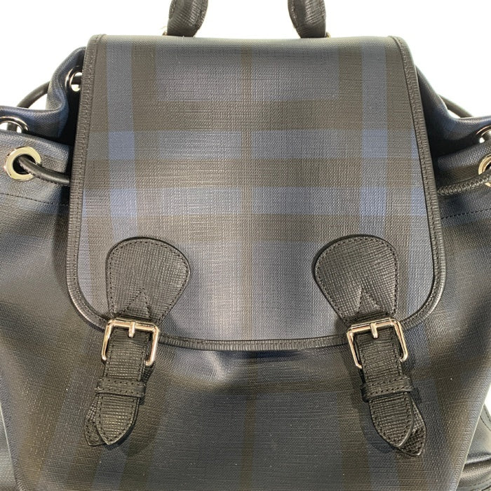 BURBERRY バーバリー PVC レザー バックパック リュック ブラックネイビーバーバリーチェック 福生店