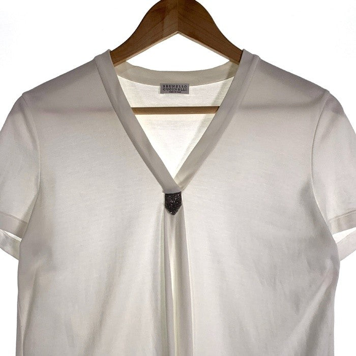 BRUNELLO CUCINELLI ブルネロクチネリ Vネック 半袖カットソー コットン ホワイト Size L 福生店
