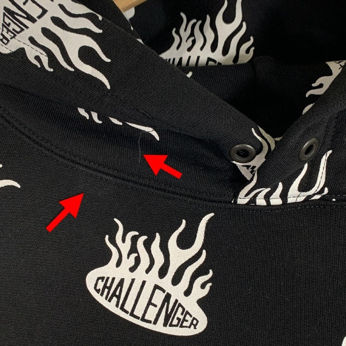 CHALLENGER チャレンジャー 22SS FIREBALL HOODIE ファイヤーボールフーディ ラグランスリーブ スウェットパーカー ブラック CLG-SW 022-002 Size XL 福生店