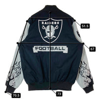 NFL RAIDERS レイダース コットン スタジアムジャケット スナップボタン スタジャン ブラック グレー SizeL 瑞穂店