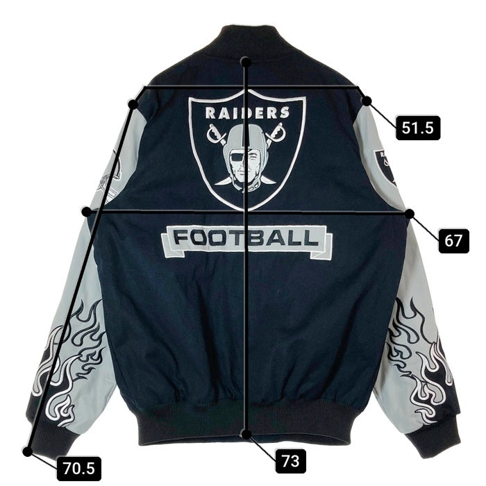 NFL RAIDERS レイダース コットン スタジアムジャケット スナップボタン スタジャン ブラック グレー SizeL 瑞穂店