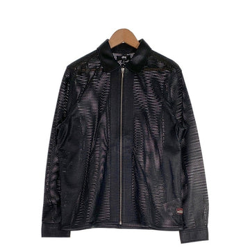 STUSSY ステューシー ZIP SHIRT PERFORATED LEATHER ジップアップ シープレザーシャツ パンチング 長袖 ブラック 24M1110322 Size S 福生店