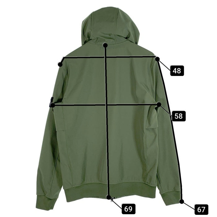 STONE ISLAND ストーンアイランド LIGHT SOFT SHELL-R ウォータープルーフボンディングジャージジップフーディー パーカー グリーン 761540427 V0058 Size L 福生店