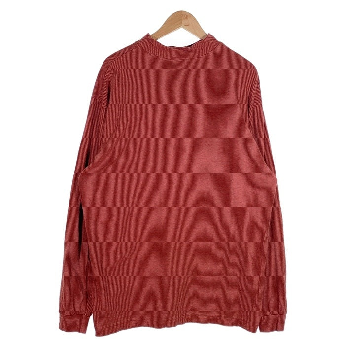 80's STUSSY ステューシー モックネック ボーダーポケットロングスリーブTシャツ レッド USA製 黒タグ Size XL 福生店