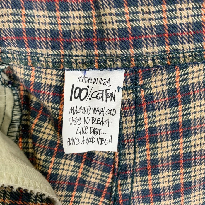 80's STUSSY ステューシー コットン チェック柄 1タックスラックス パンツ ベージュ ネイビー USA製 黒タグ Size 31 福生店