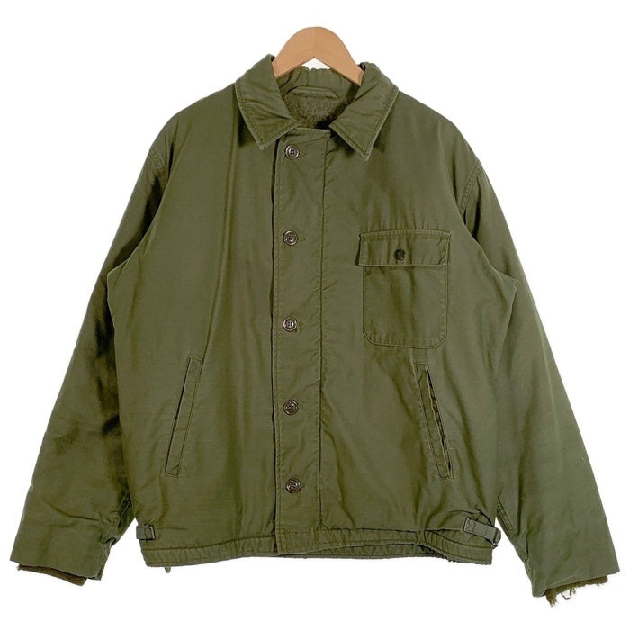 70's US NAVY 米海軍 A-2 デッキジャケット CONMARジッパー オリーブ Size XL相当 福生店