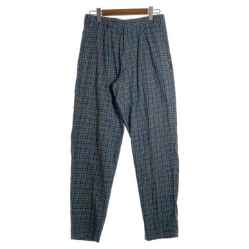 80's STUSSY ステューシー コットン チェック柄 1タックスラックス パンツ グリーン ブルー USA製 黒タグ Size 32 福生店