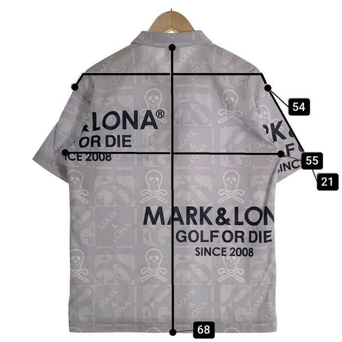 MARK&LONA マークアンドロナ FLOG Collar Polo ポロシャツ ライトグレー スナップボタン MLM-4A-AP04 ゴルフ Size 48 福生店