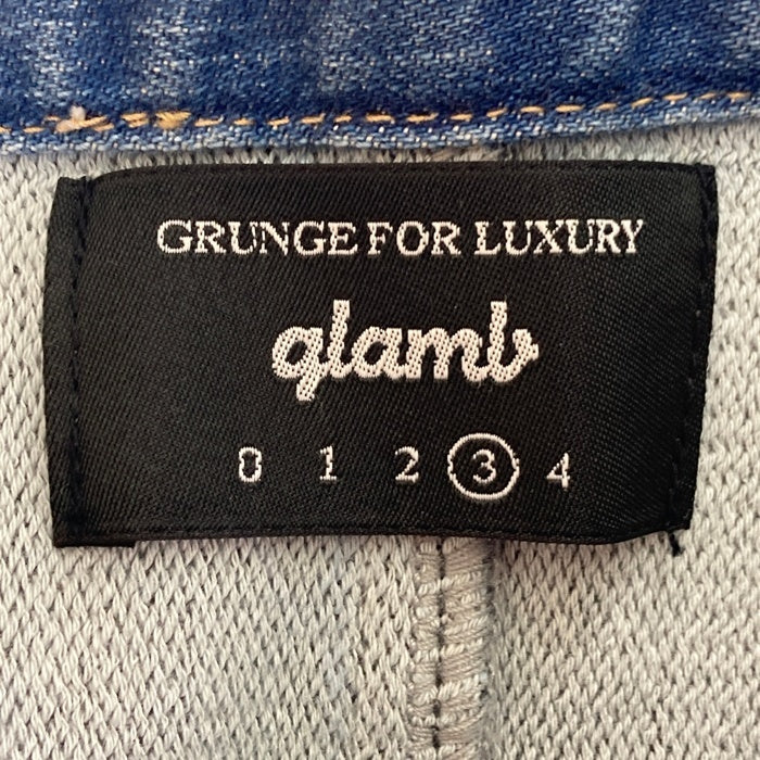 glamb グラム Jake knit denim 切替 デニム スウェットパンツ ライトインディゴ グレー GB17SP/P03 Size 3 瑞穂店