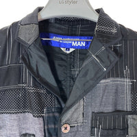JUNYA WATANABE COMME des GARCONS MAN ジュンヤワタナベ コムデギャルソンマン WG-J022 AD2020 3つボタン パッチワーク ジャケット ブラック sizeS 瑞穂店