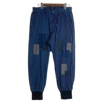 glamb グラム Clump wide denim ウォバッシュ ストライプ パッチワーク ジョガーパンツ 裾リブ インディゴ GB17SM/P10 Size 3 福生店