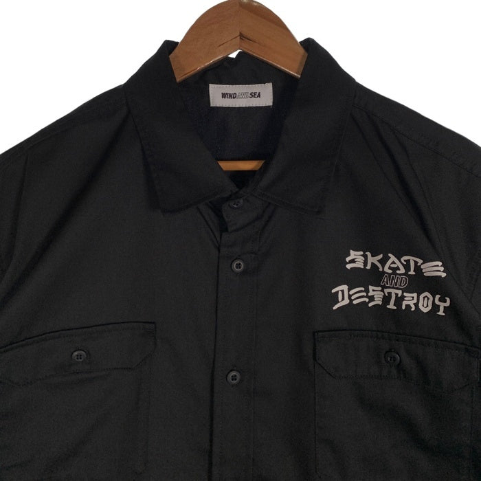 WIND AND SEA ウィンダンシー 23SS THRASHER スラッシャー プリント ワークシャツ ブラック 半袖 WDS-C-THRS-23-Q4-07 Size XL 福生店