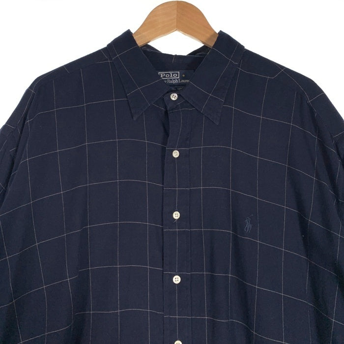 90's Polo By Ralph Lauren ポロバイラルフローレン LOWELL SPORT コットン 長袖 ウィンドウペン ボタンダウン シャツ ブラック Size XXL 福生店