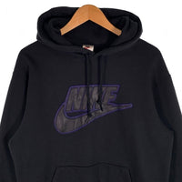 SUPREME シュプリーム 19AW NIKE ナイキ Leather Applique Hooded Sweatshirt レザーアップリケ プルオーバースウェットパーカー ブラック CK6225-010 Size M 福生店