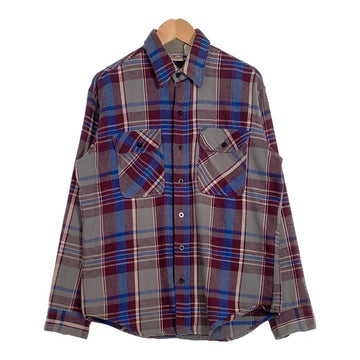 80‘s Prentiss Outdoors プレンティスアウトドアーズ Flannel L/S Shirts フランネルシャツ 長袖 ブルー グレー USA製 Size M 福生店