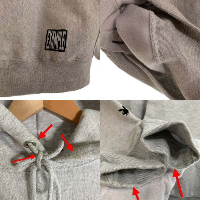 EXAMPLE エグザンプル PLAYBOY プレイボーイ プルオーバー フーディー パーカー アッシュグレー Size XL 福生店