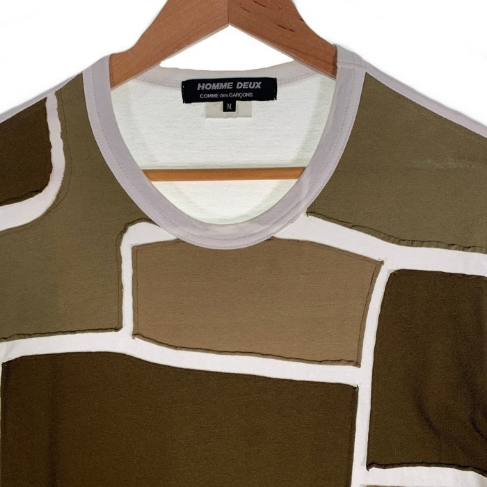 COMME des GARCONS HOMME DEUX コムデギャルソンオムドゥ パッチワーク コットンTシャツ ホワイト オリーブ DC-T015 AD2018 SIze M 福生店