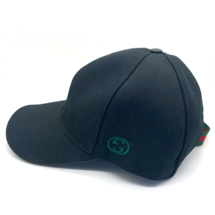 GUCCI グッチ インターロッキングG ロゴ刺繡 ベースボールキャップ ブラック Size M (58cm) 福生店