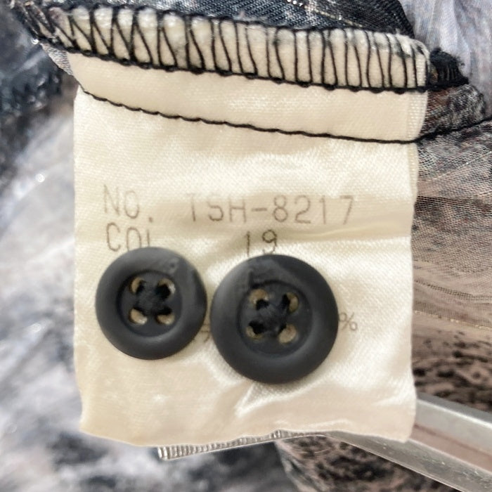 TORNADO MART トルネードマート シワ加工 ポリエステル 総柄シャツ 長袖 ブラック シースルー Size L 瑞穂店