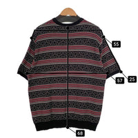 HUF ハフ TT JACQUARD SWEATER CREW クルーネック ジャガードセーター 半袖 ブラック コットン Size L 福生店