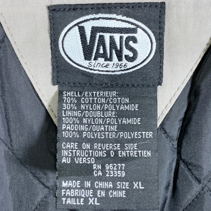 ~00's VANS バンズ カップショルダー ダービージャケット グレー コットン ナイロン 中綿 Size XL 福生店