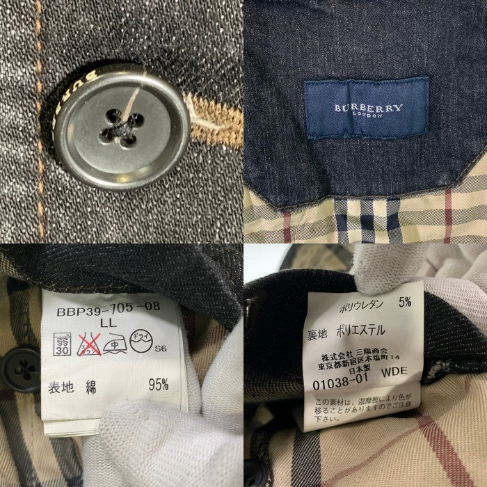 BURBERRY LONDON バーバリーロンドン ブラックデニムジャケット ミドル丈 ノバチェック BBP39-705-08 Size LL 福生店
